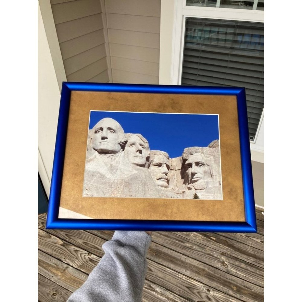 Mount Rushmore Presidents Blue framed photograph!
